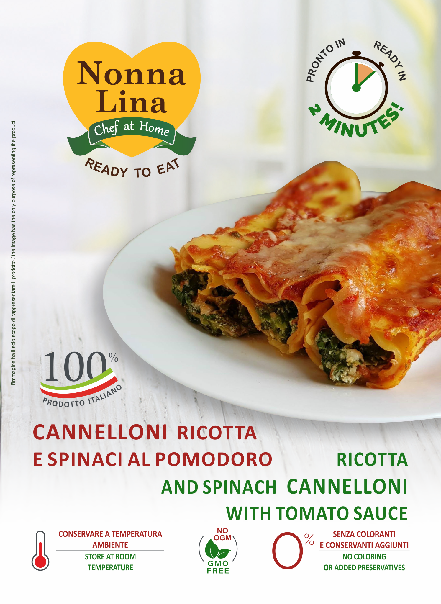 Ricotta and Spinach Cannelloni with Tomato Sauce